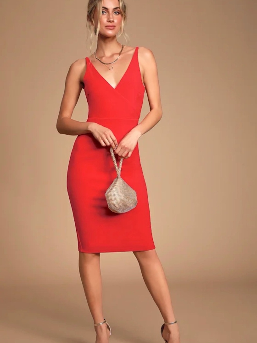 NWT Lulus Alia red bodycon midi dress